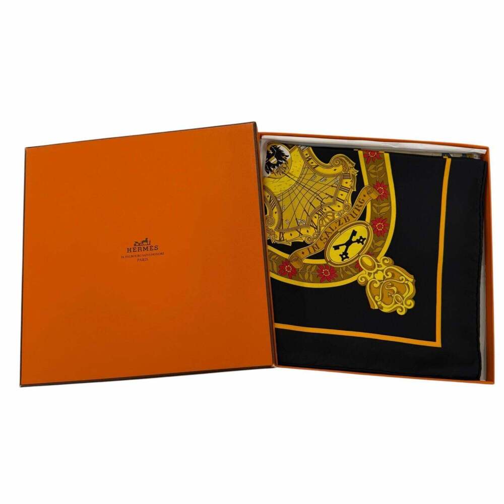 HERMES Black Silk Scarf - Picture 2 of 10